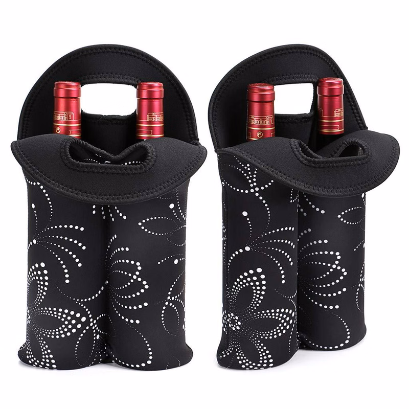 2 in 1 Full Sublimated Insulated Neoprene Wine Carrier Tote Bag