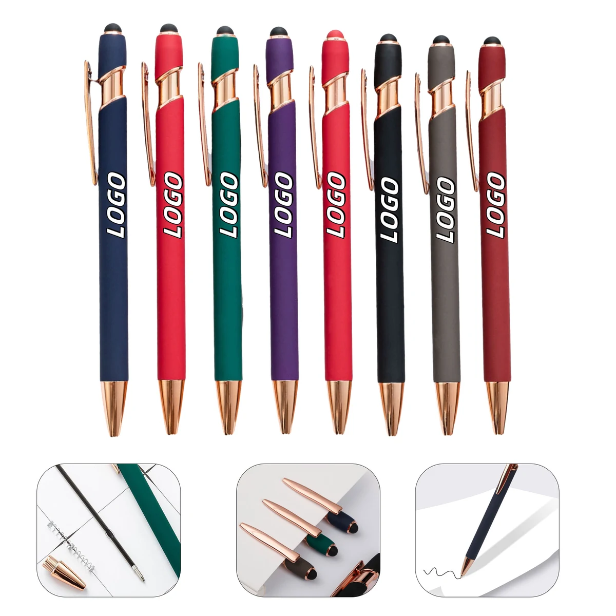 Rose Gold Metal Ballpoint Pen With Touch 1