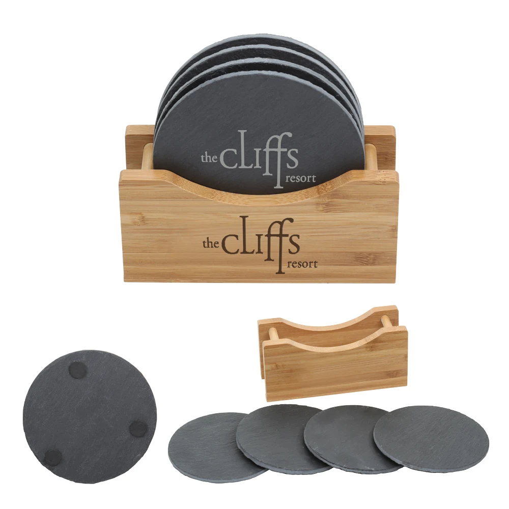 Bamboo + Slate Coasters (Round) 1