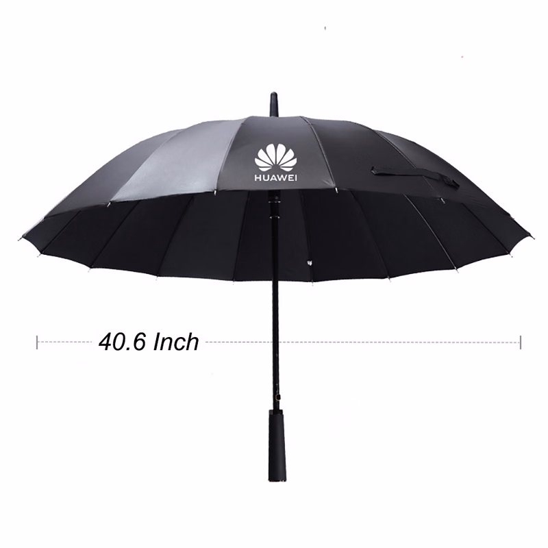 Auto Open Arc Fiber Umbrella with Straight Long Handle 46"