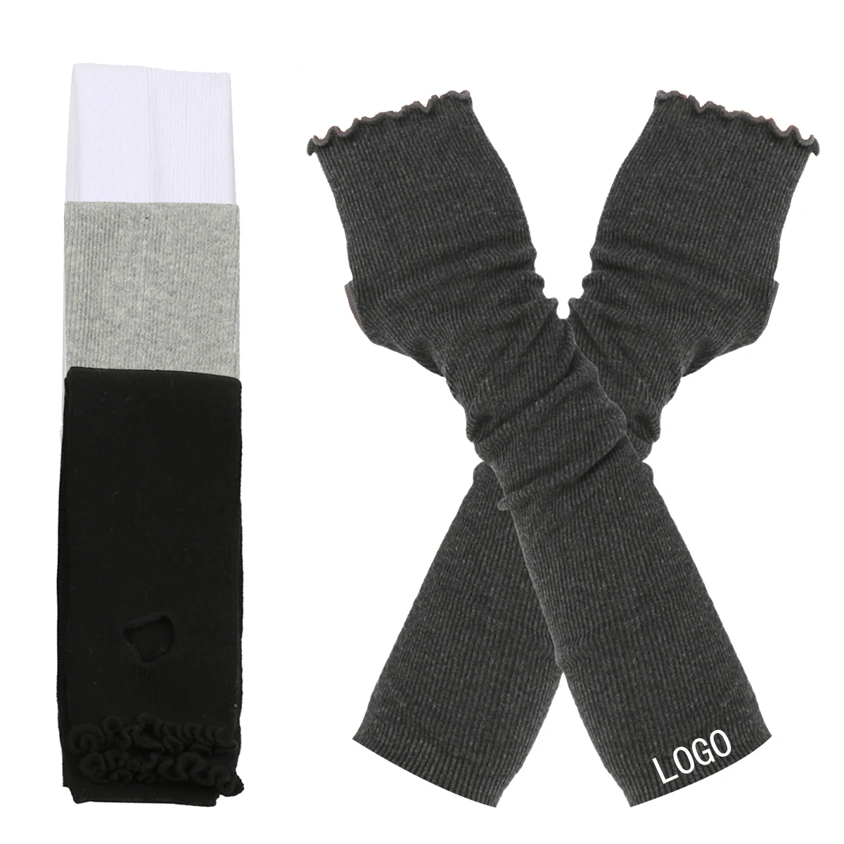 Cotton Knitted Lace Solid Color Fingerless Gloves 1
