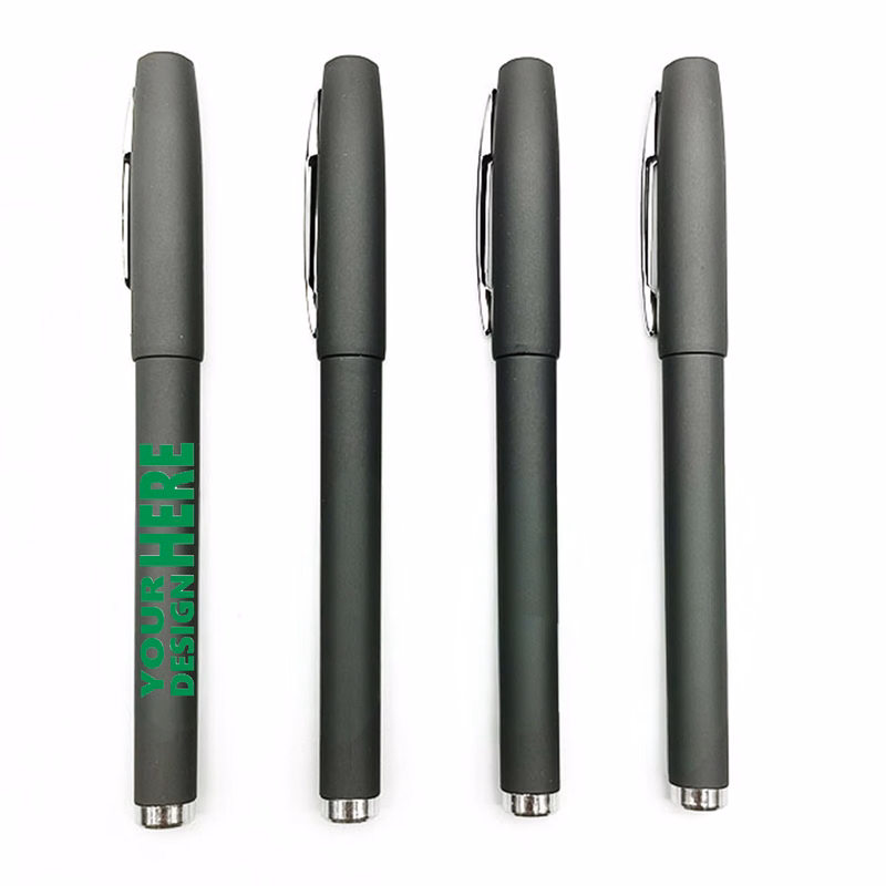 Rubberized Black Capped Gel Pen