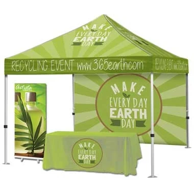 Event Tent Package #3 – Tent + Full Back Wall + Throw + Banner Stand 1