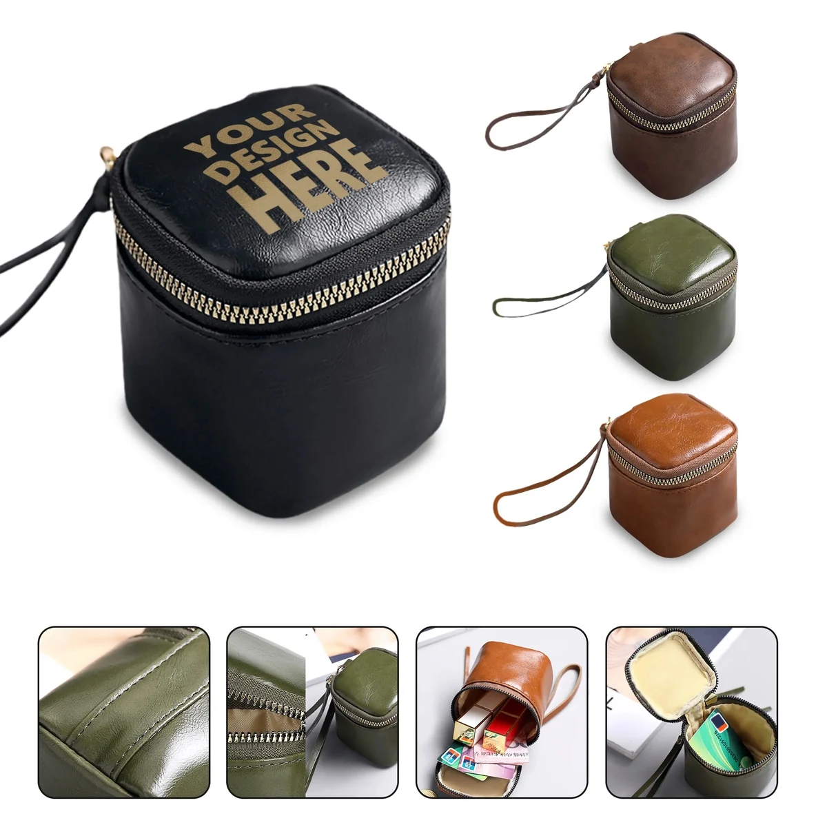 Small Waxed Leather Organizer Pouch 1