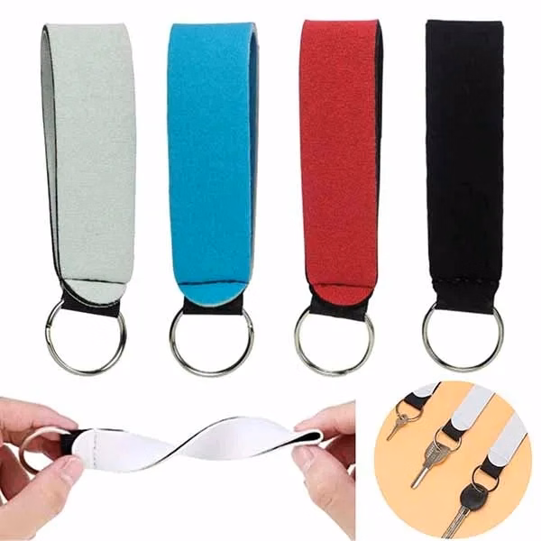Metal Ring Neoprene Wristlet Keychain Lanyard Strap