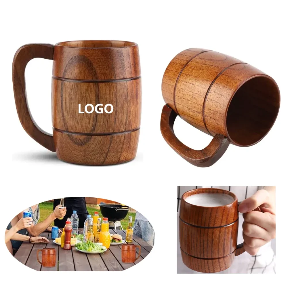 12 Oz. Wooden Beer Mug With Handle 1
