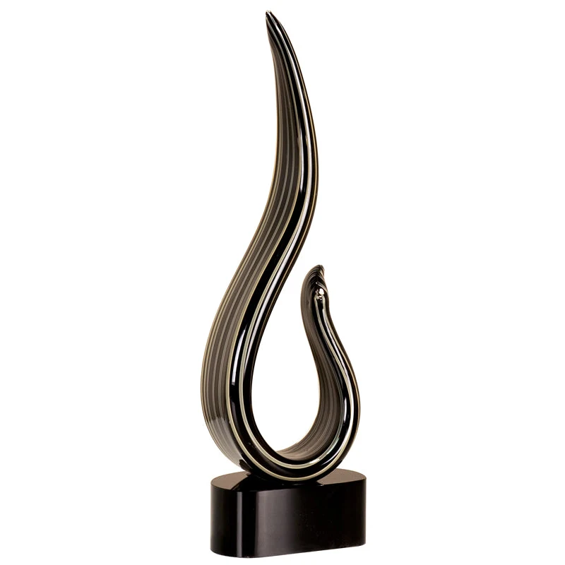 15" Black & Gold Curve Art Glass 1