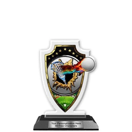 Acrylic Trophy: 6" Arrow Head, Lacrosse Field Desi 1