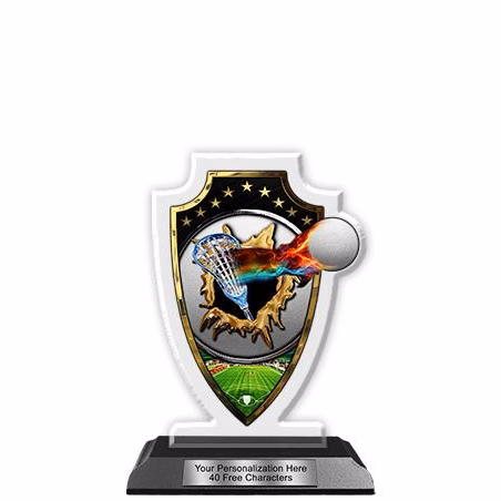 Acrylic Trophy: 6" Arrow Head, Lacrosse Field Desi
