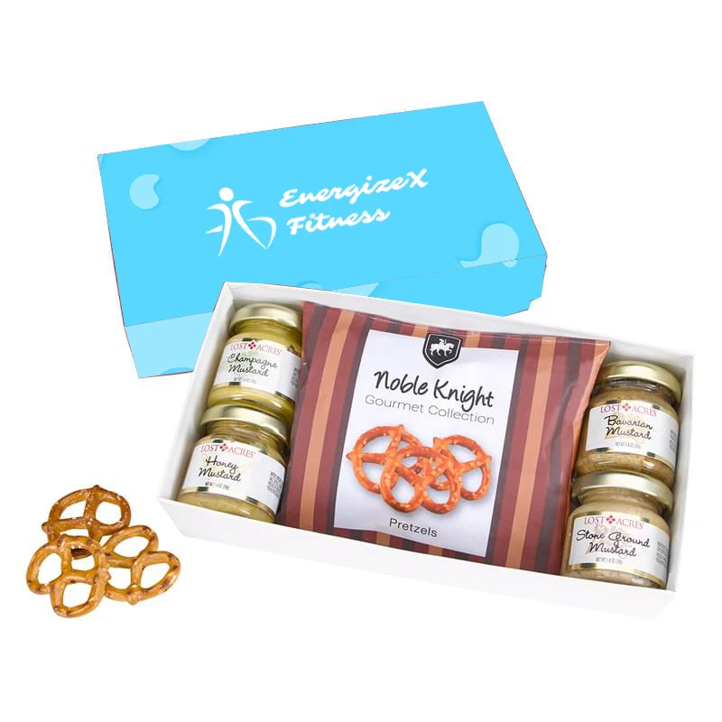 Gourmet Mustard Set With Pretzels In Gift Box 1