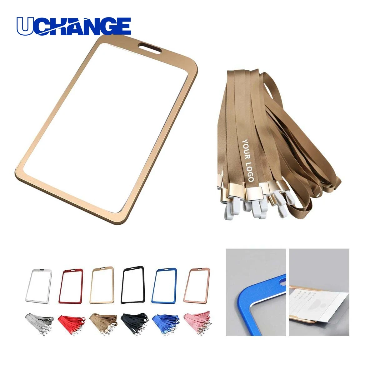 Aluminum Badge Holder Case with Lanyard Strap 1