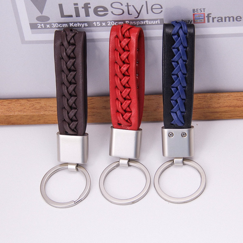 Hand Knit Leather String Keychain