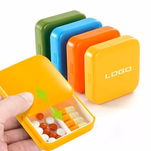 Portable Slide Lid Pill Case With Two Compartments