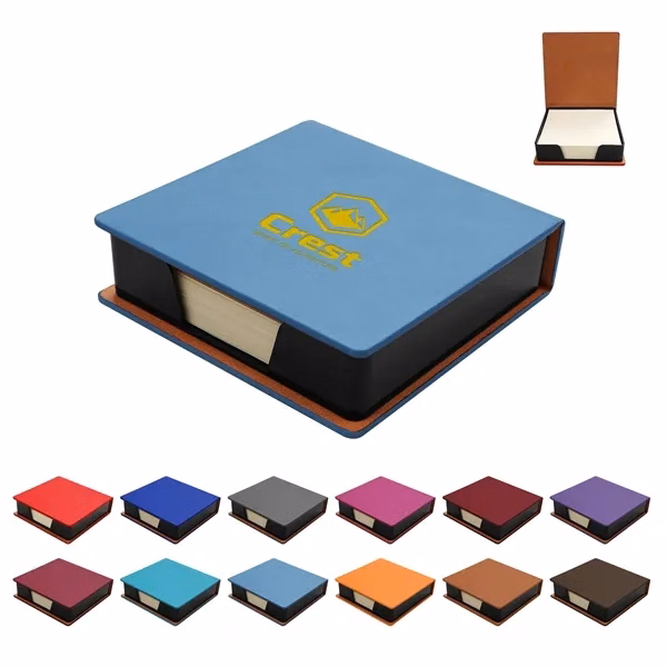 Custom PU Leather Sticky Note Holder with Flip Top — Premium Desk & Office Stationery
