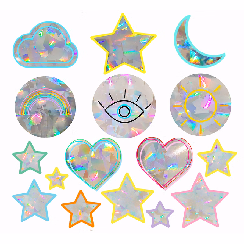 Window Decals - Feel Good Pack Sun Catchers - Holographic Rainbow Window Stickers