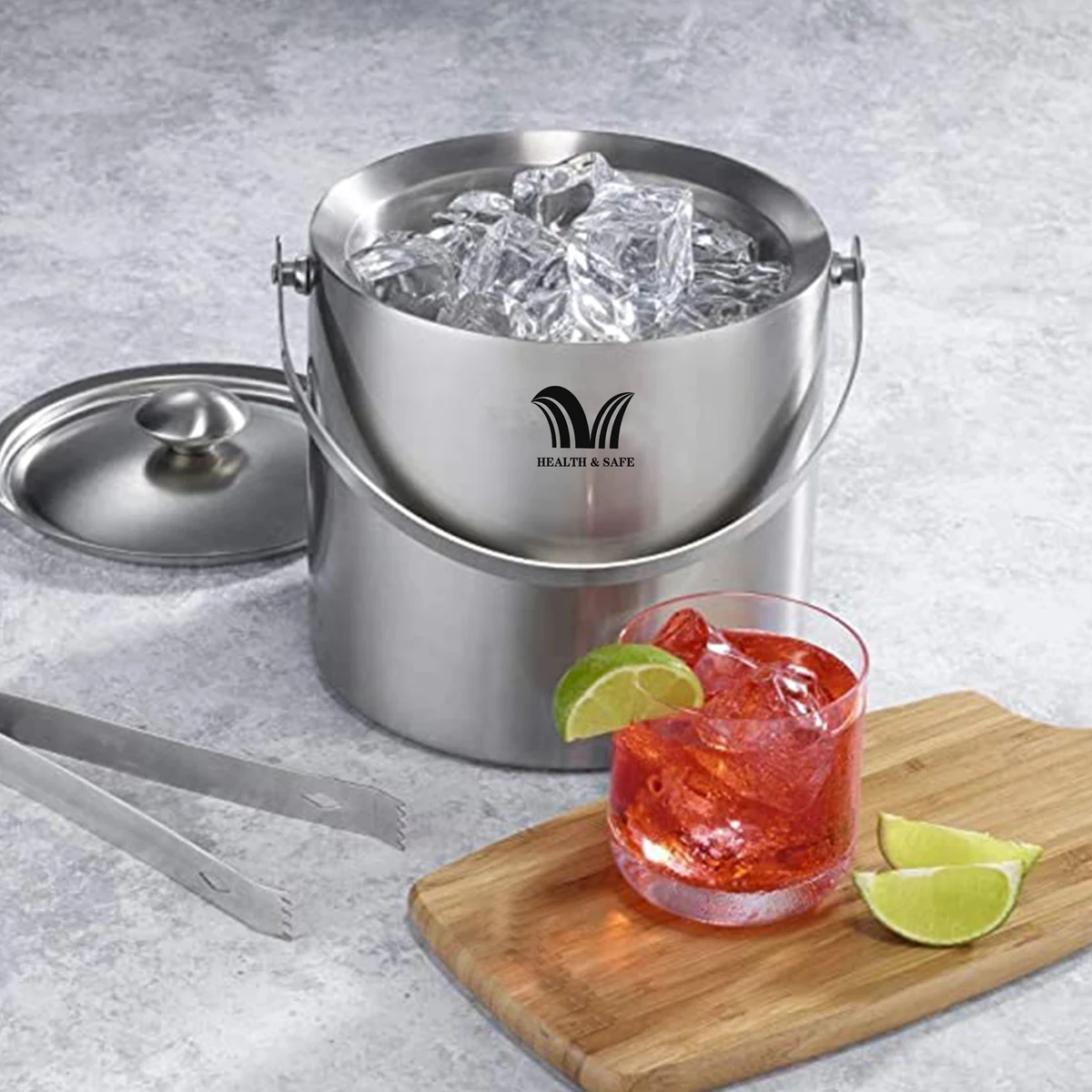 Double Wall Stainless Steel Insulated Ice Bucket With Lid 1