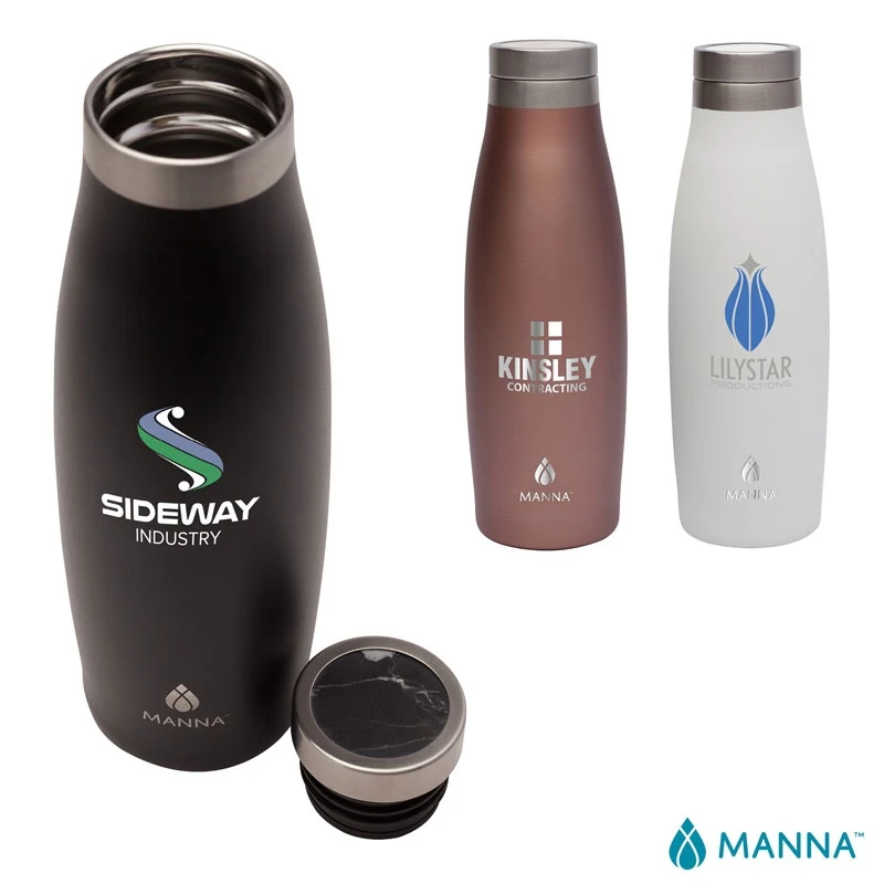 Manna™ 18 oz. Oasis Stainless Steel Water Bottle w/ Marble Lid 1