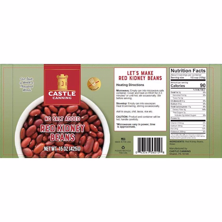 Canned Red Kidney Beans No Salt Added- Full Pallet