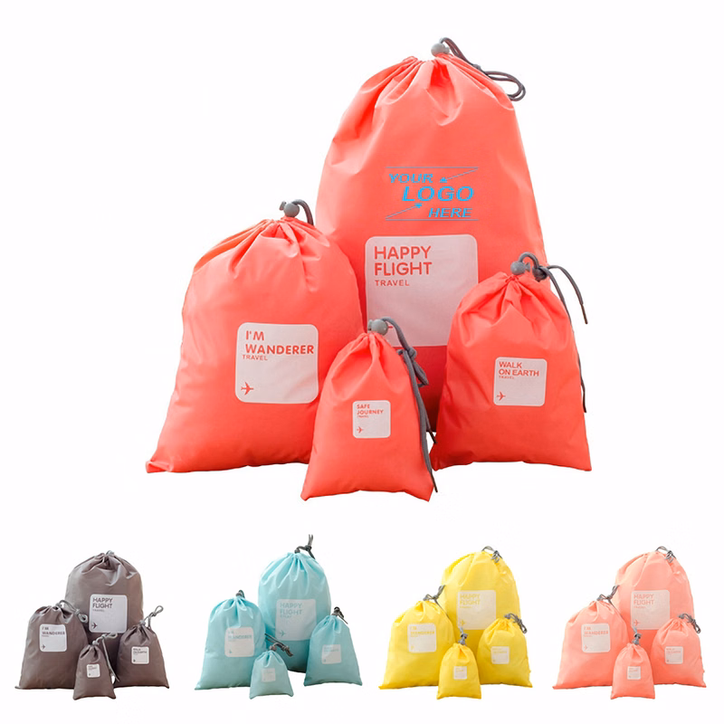 4-Pack Nylon Drawstring Travel Storage Bags