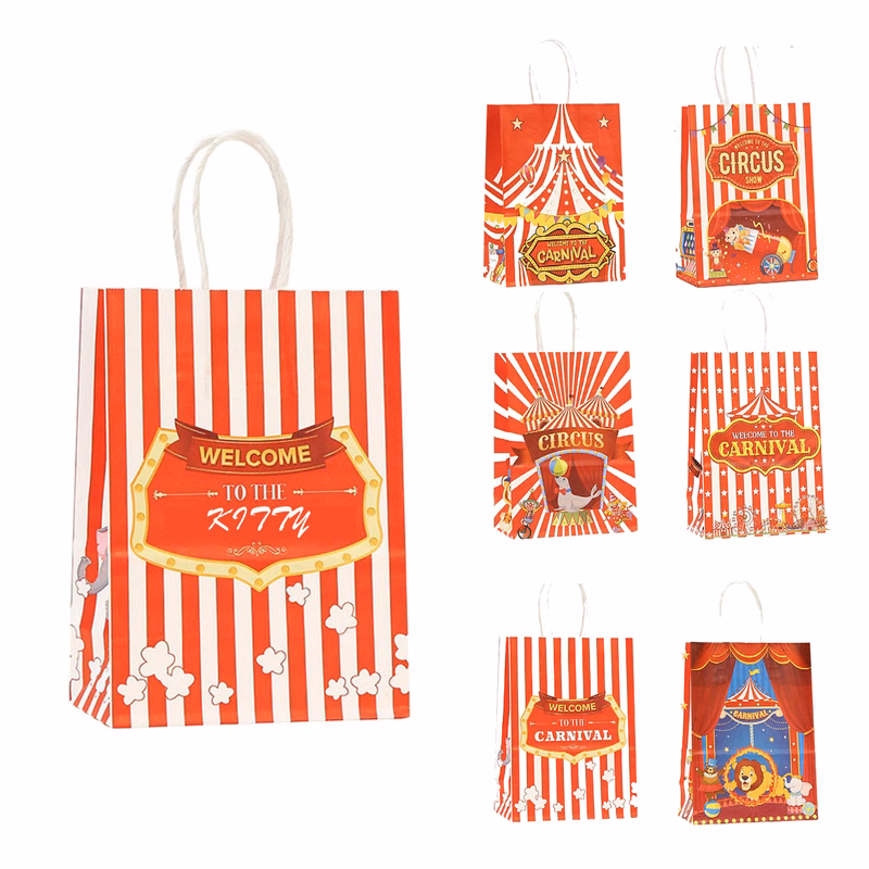 Circus-themed kraft paper tote bag