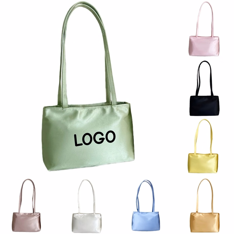 Satin Tote Small Square Underarm Shoulder Bag