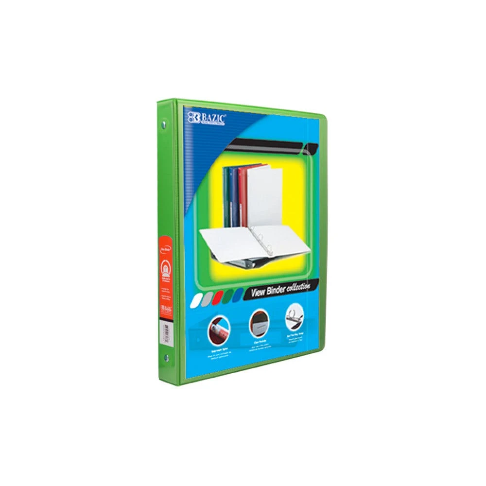 0.5" 3-Ring View Binder - Lime Green 2 Pockets 1