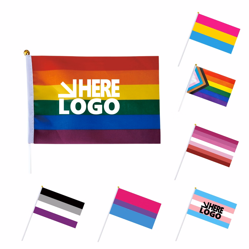 MOQ 20 Pride Stick Rainbow Flag