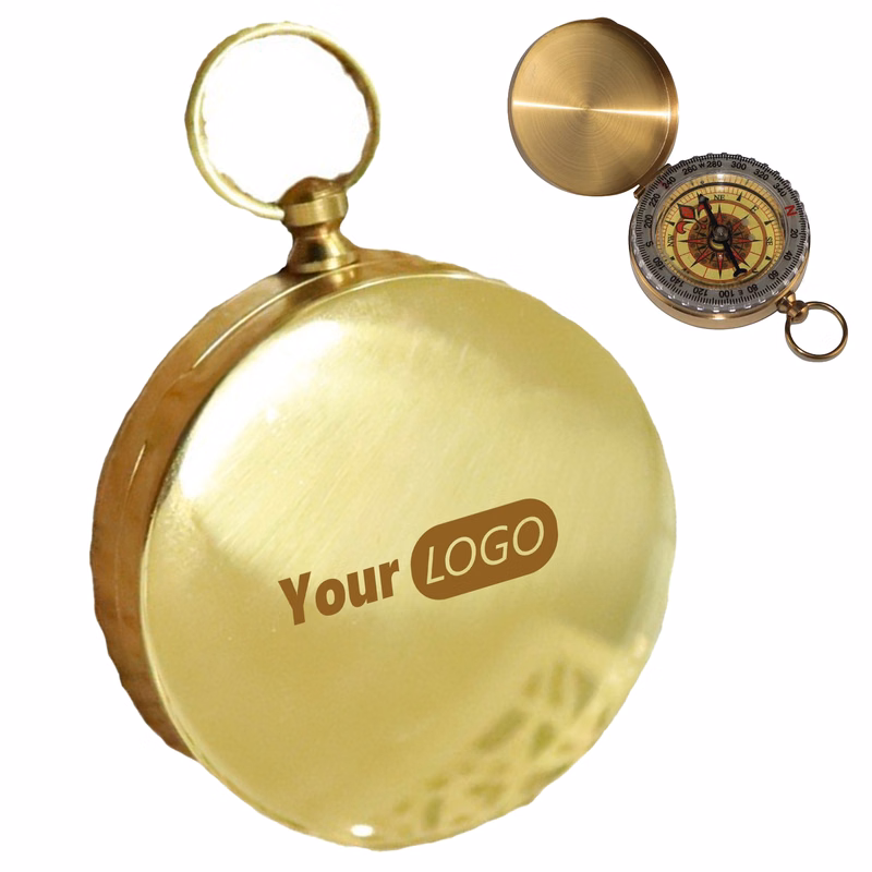Brass Multi Functional Illuminated Compass With Cover