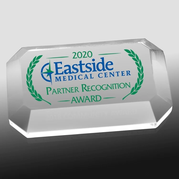 Beveled Acrylic Paperweight - 4" x 2-1/2" x 3/4" - 2060S (Screen Print) 1