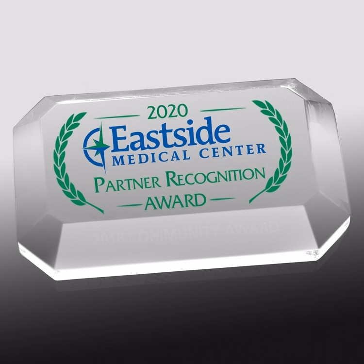 Beveled Acrylic Paperweight - 4" x 2-1/2" x 3/4" - 2060S (Screen Print)