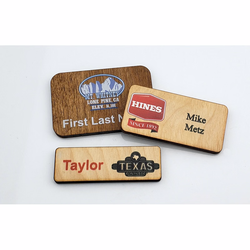 Wood Name Badge 6-9 sq in