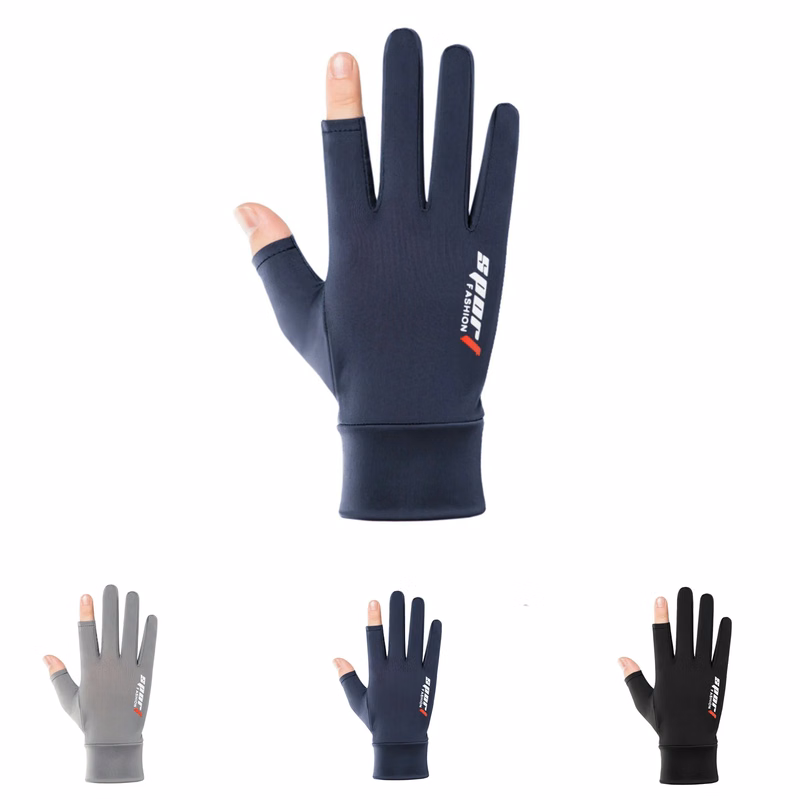 Summer Ice Silk Anti slip Dew Two Finger Gloves