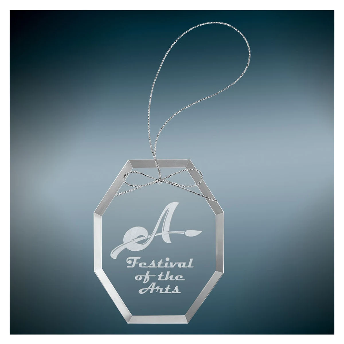 3 3/4" Octagon Clear Glass Ornament 1