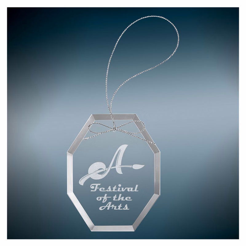 3 3/4" Octagon Clear Glass Ornament