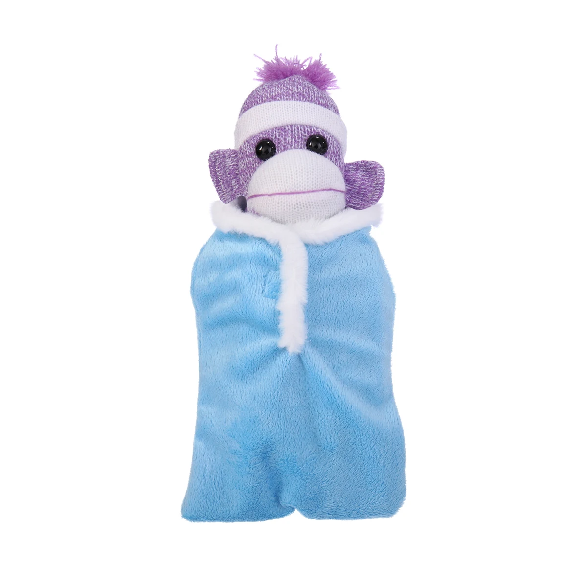 Purple Sock Monkey in Baby Sleeping Bag 1