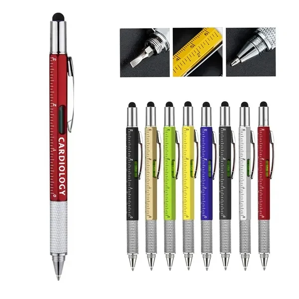 Custom 5.51 Inch 6-in-1 Screwdriver Stylus Pen with Ruler & Level — Multi Tool Giveaway 1