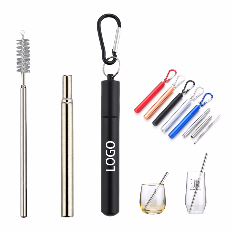 Portable Three Section Foldable Stainless Steel Straw