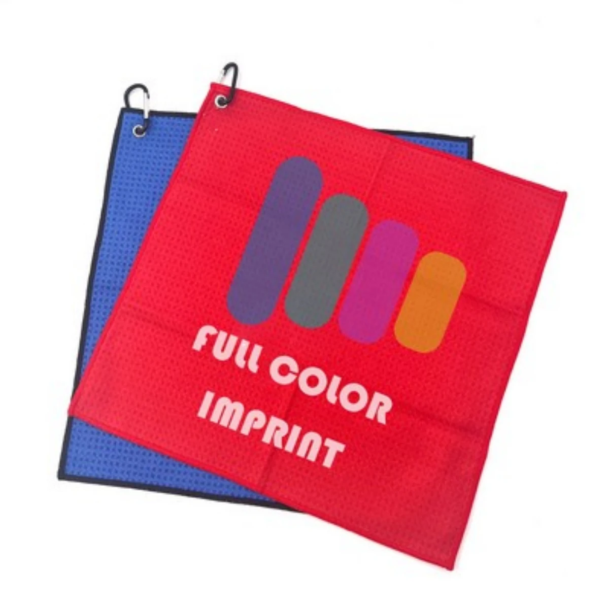 12" x 12" Full Color Sublimated Waffle Microfiber Golf Towel w/ Grommet 1