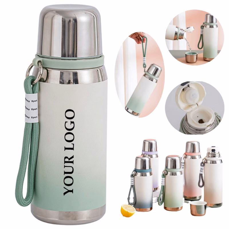 800ml Gradient Color Tea Mug Lid 316 Stainless Steel Vacuum Insulated Water Bottle