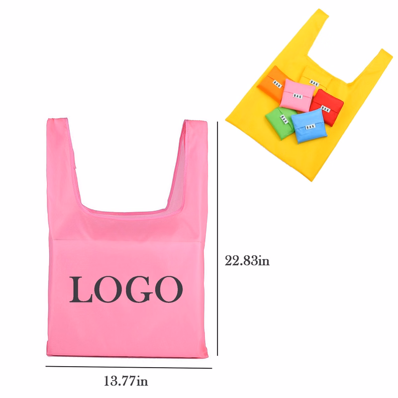 Simple and Colorful Shopping Grocery Bag with Pouch Foldable