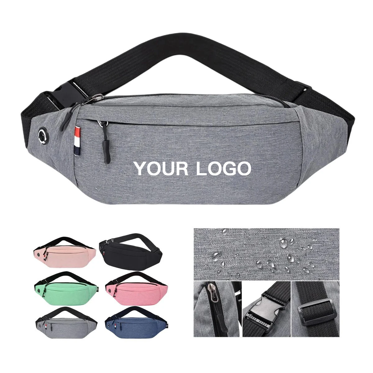 Oxford Cloth Waist Bag with Front Pocket 1