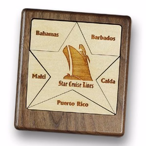 Wood Jigsaw Puzzle - 6 piece square with star design