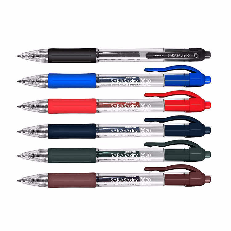 Zebra Sarasa Dry X-20 Retractable Gel Pen With Rubber Grip