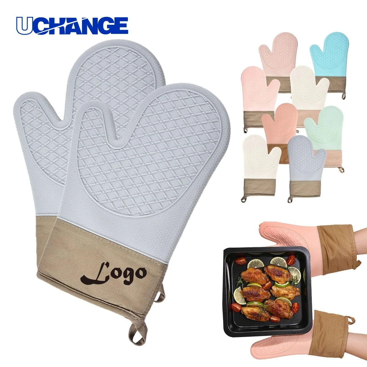 Dual-Color Silicone Oven Mitt for Kitchen Safety 1