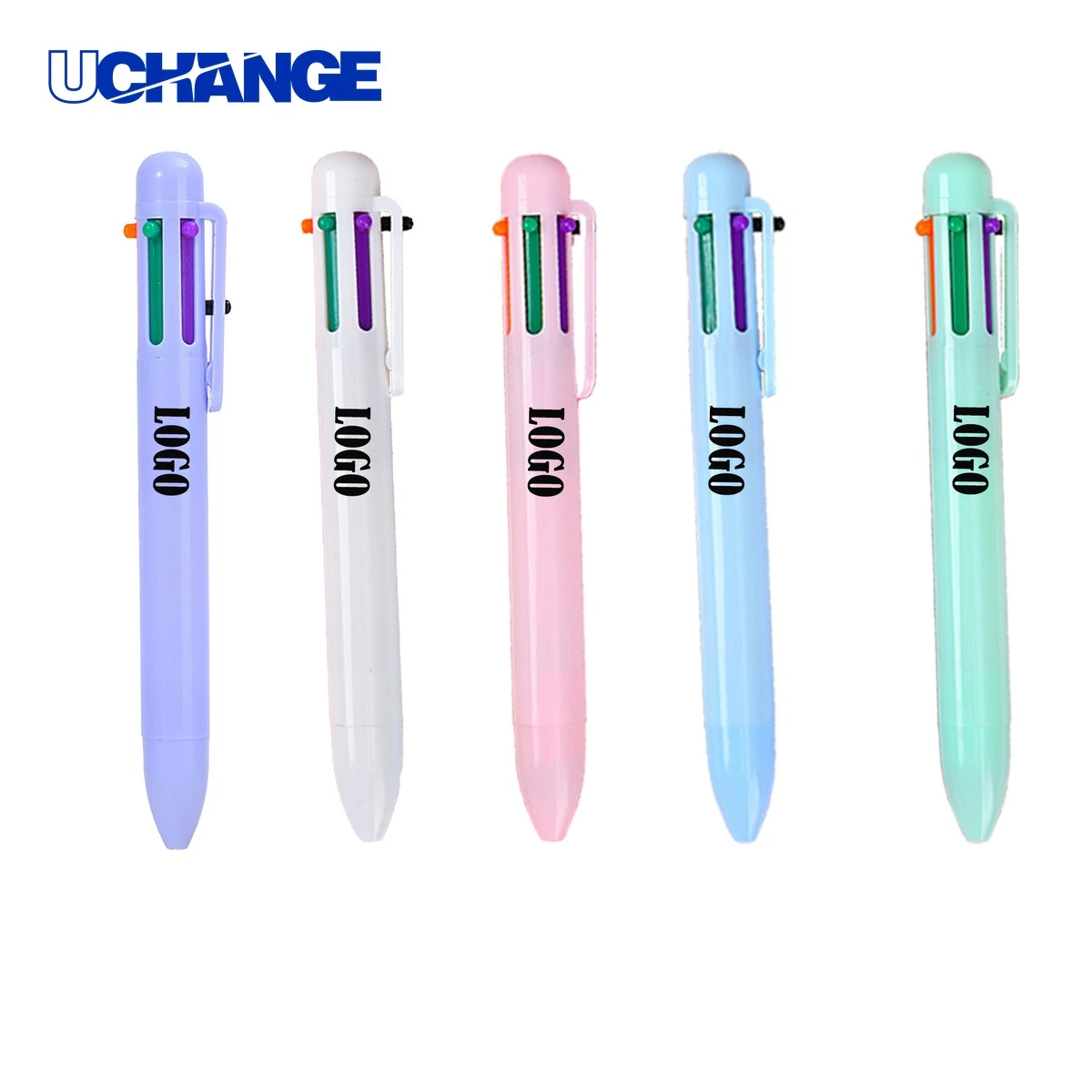 6 in 1 Compact Retractable Color Pen, custom pen with logo imprint 1