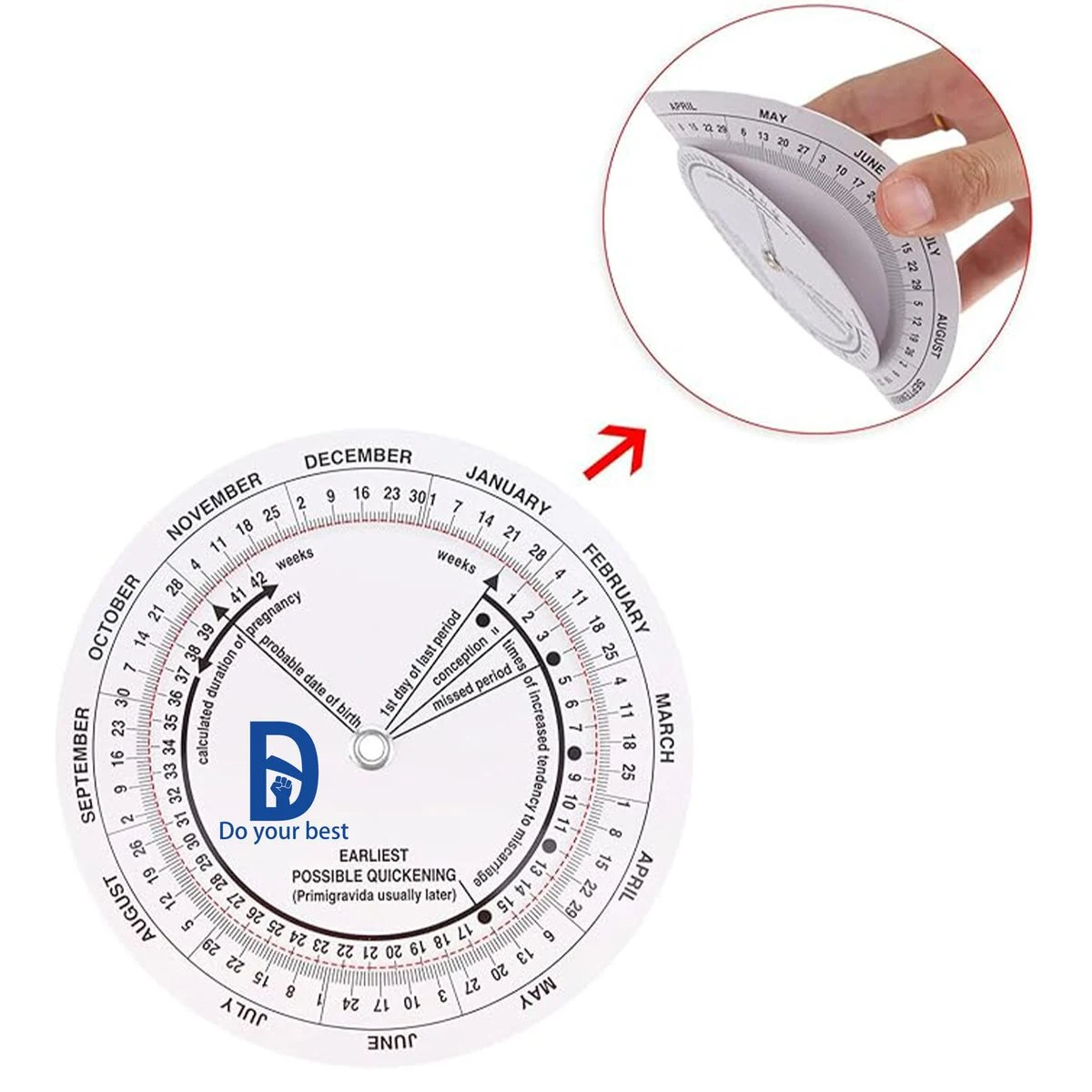 4.25"x4.25" Pregnancy Due Date Calculator Wheel 1