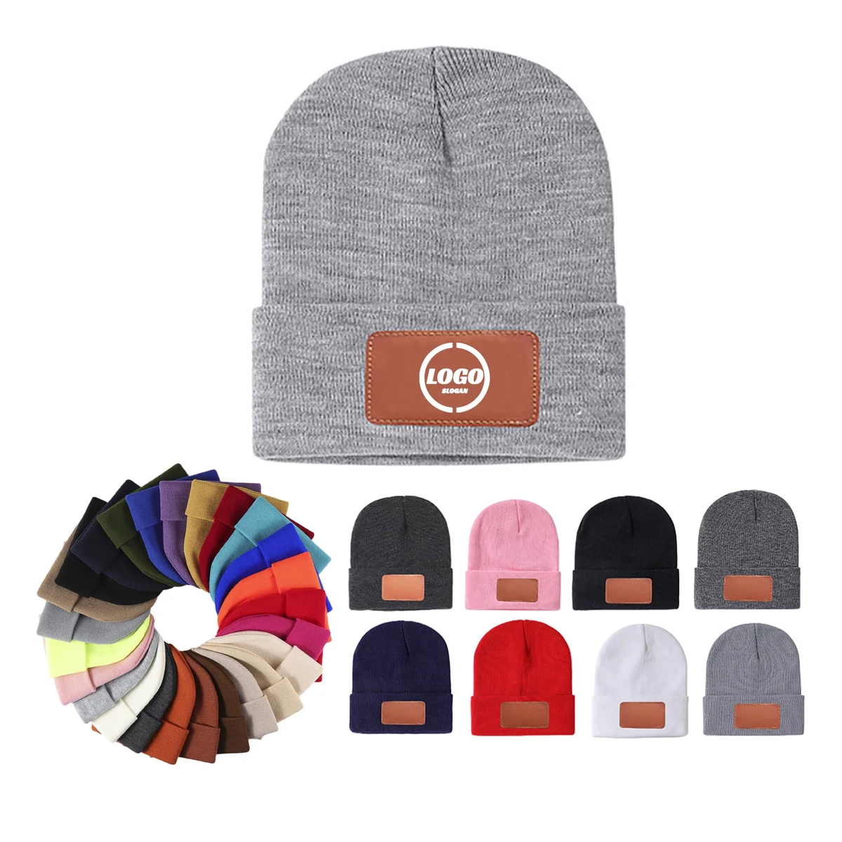 Premium Beanie Hat with Leather Patch 1