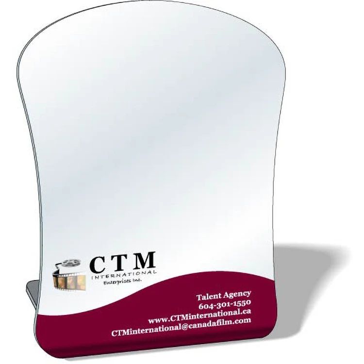 Free-Standing Acrylic Plastic Mirror, 8"x10" Curved Sides, Full Colour 1