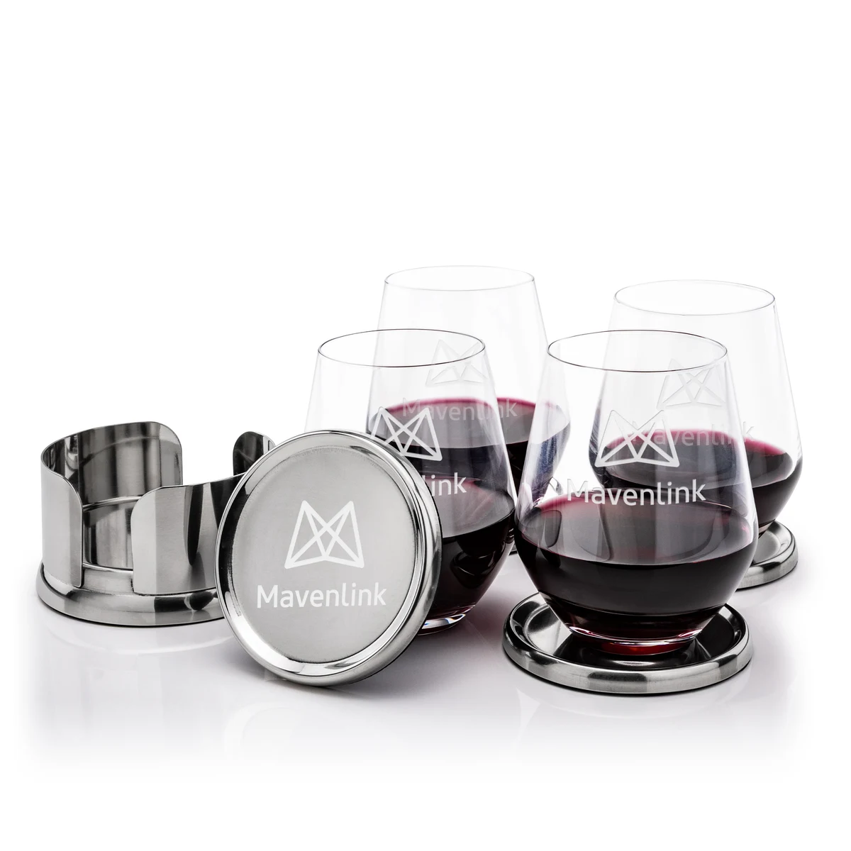 Baldoni Coasters & Reina Stemless Wine Set 1