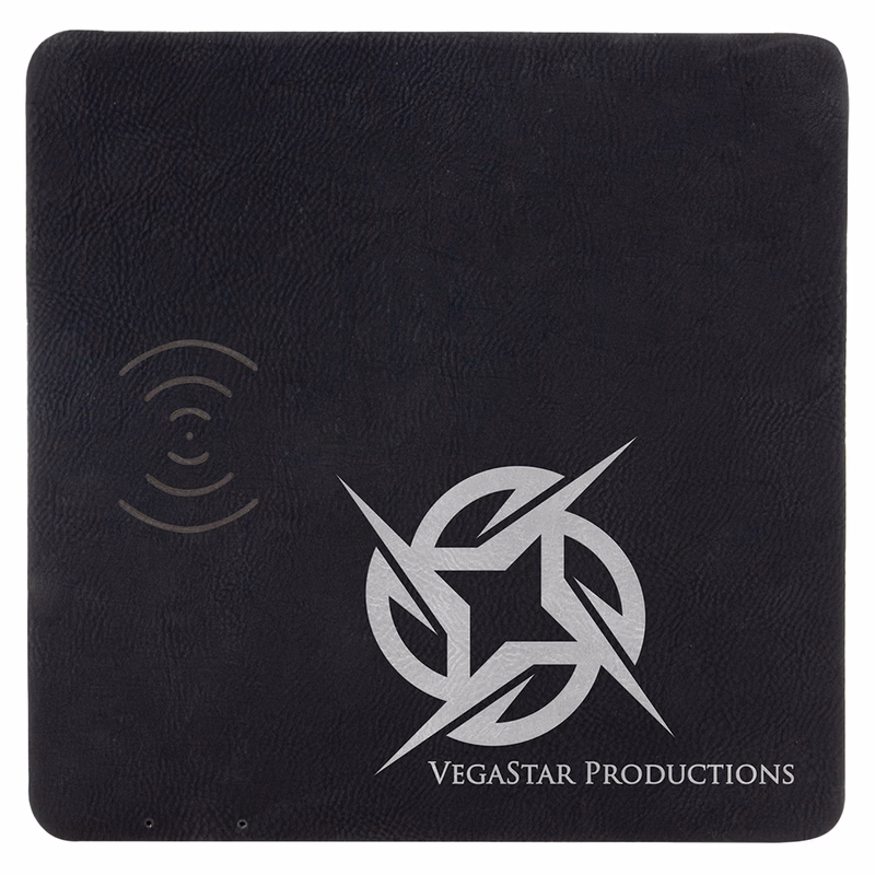 Black/Silver Leatherette Phone Charging Mat